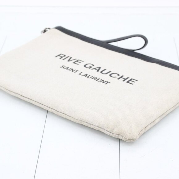 Saint Laurent Canvas Rive Gauche Est. Retail $830 Wristlet - Picture 7 of 16